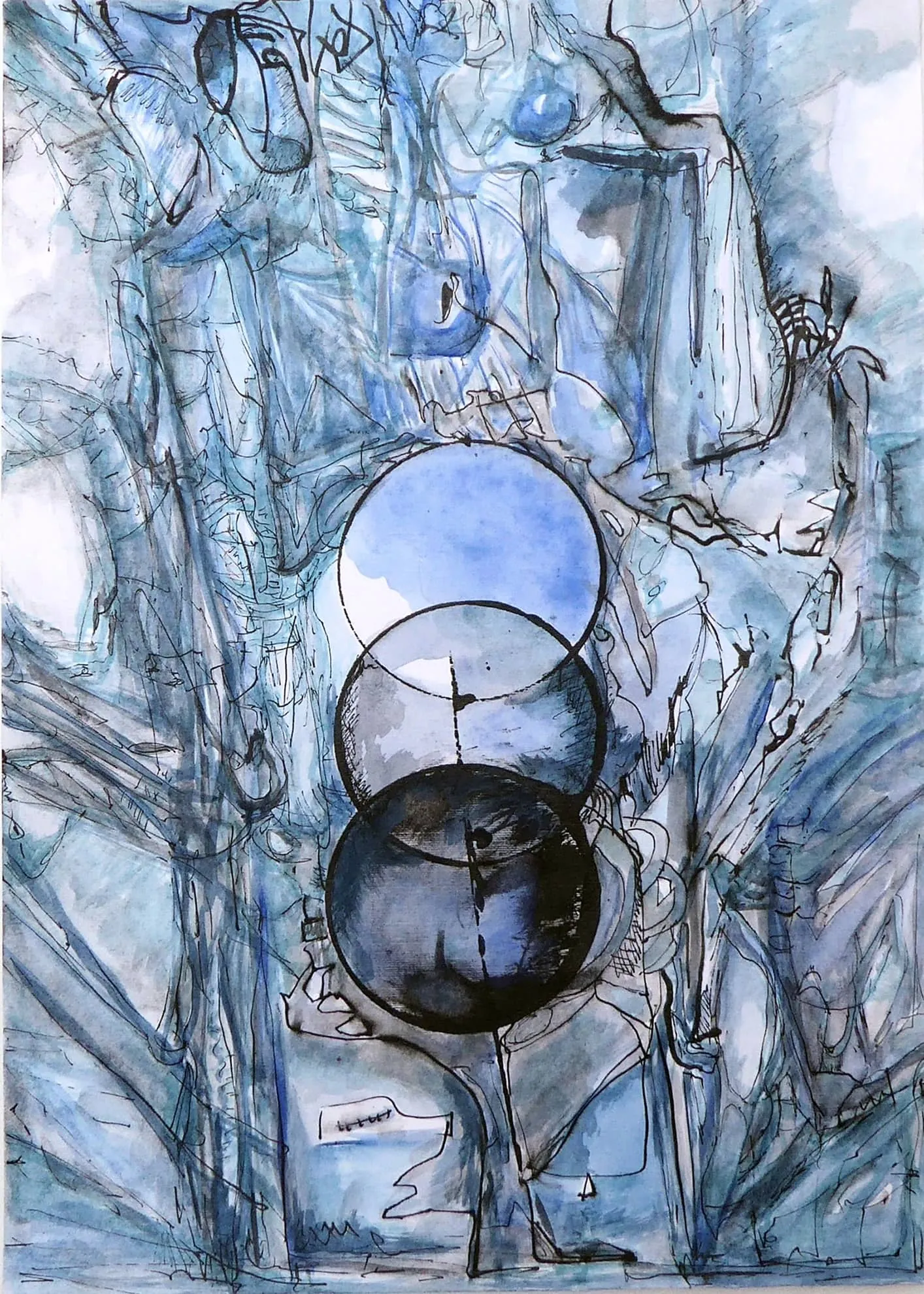 Abstract mixed-media painting on paper by Matilde Cánepa González