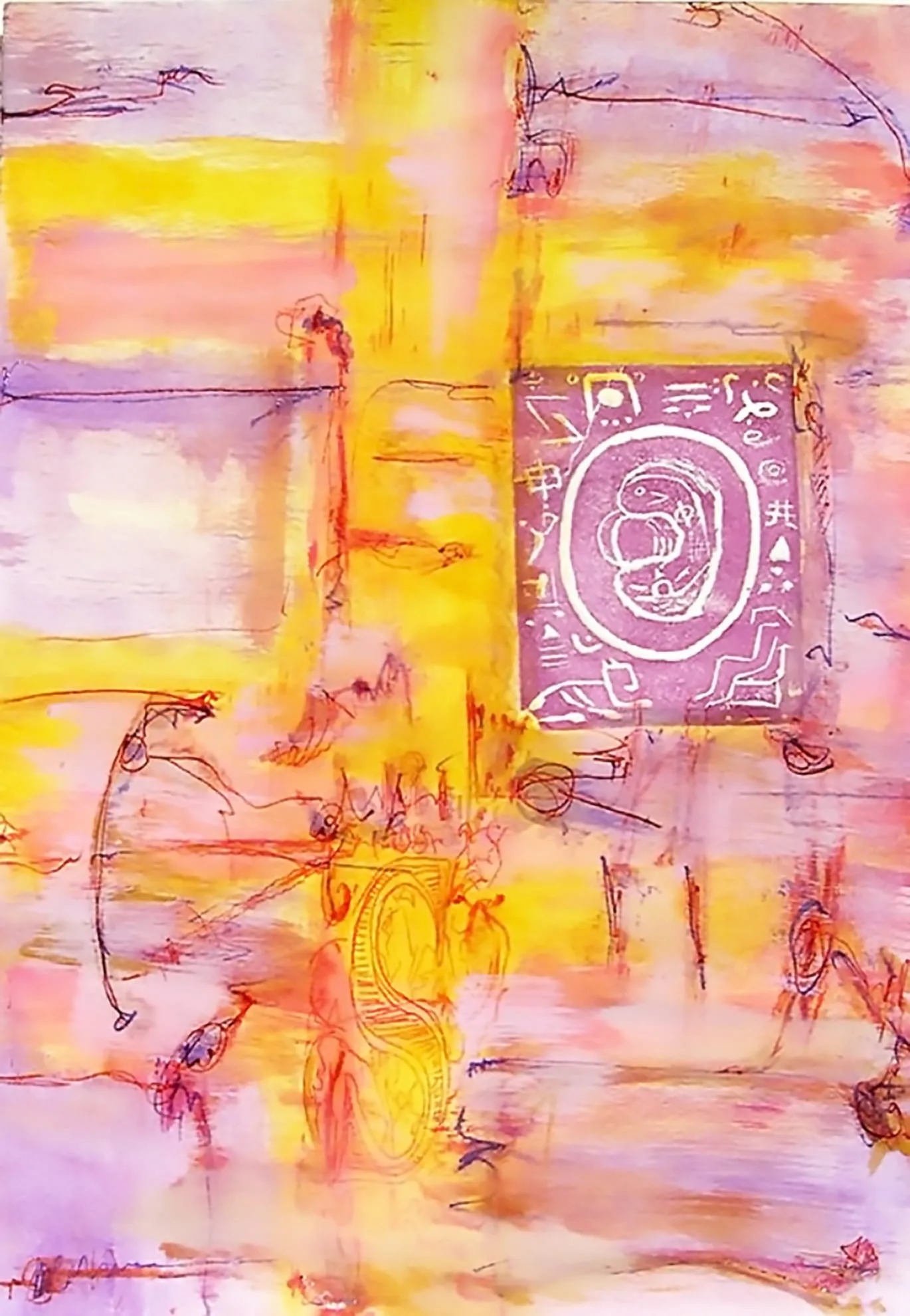 Abstract mixed-media painting on paper by Matilde Cánepa González