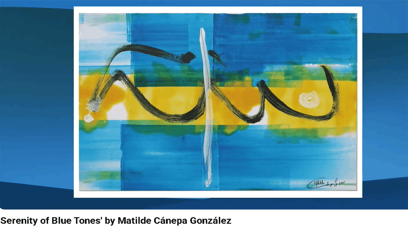 Video still: Serenity of Blue Tones, abstract painting by Matilde Cánepa González